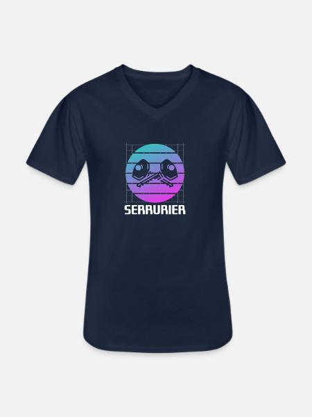 Retro Serrurier Serrurerie - T-shirt col V Homme - marine