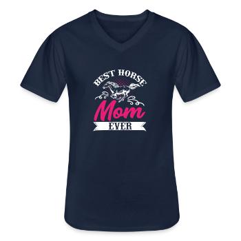 Best Horse Mom Ever Mutter Reiten Mother's Day - Männer-T-Shirt mit V-Ausschnitt - Navy - Vorne - AI Model Male 178 dark (178cm)