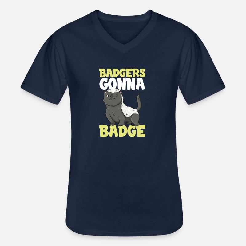 Dachse werden Abzeichen - Honigdachs - Männer-T-Shirt mit V-Ausschnitt - Navy