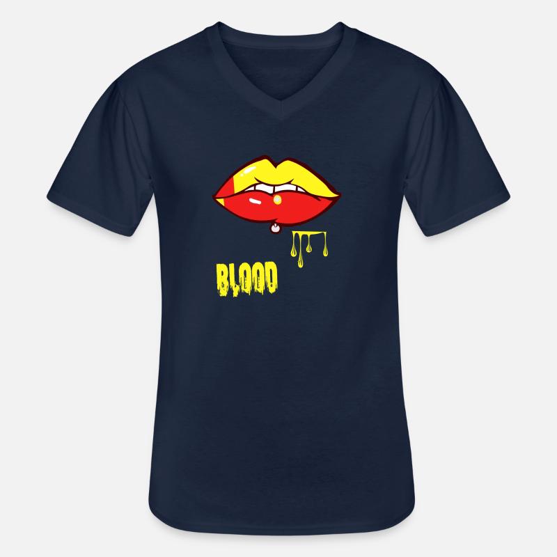 Piercing & Blut - Männer-T-Shirt mit V-Ausschnitt - Navy