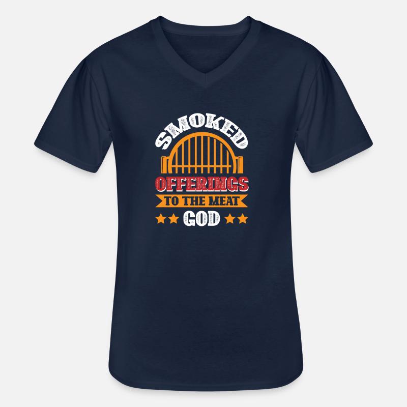 Geräucherte Opfergaben an den Fleischgott - Männer-T-Shirt mit V-Ausschnitt - Navy