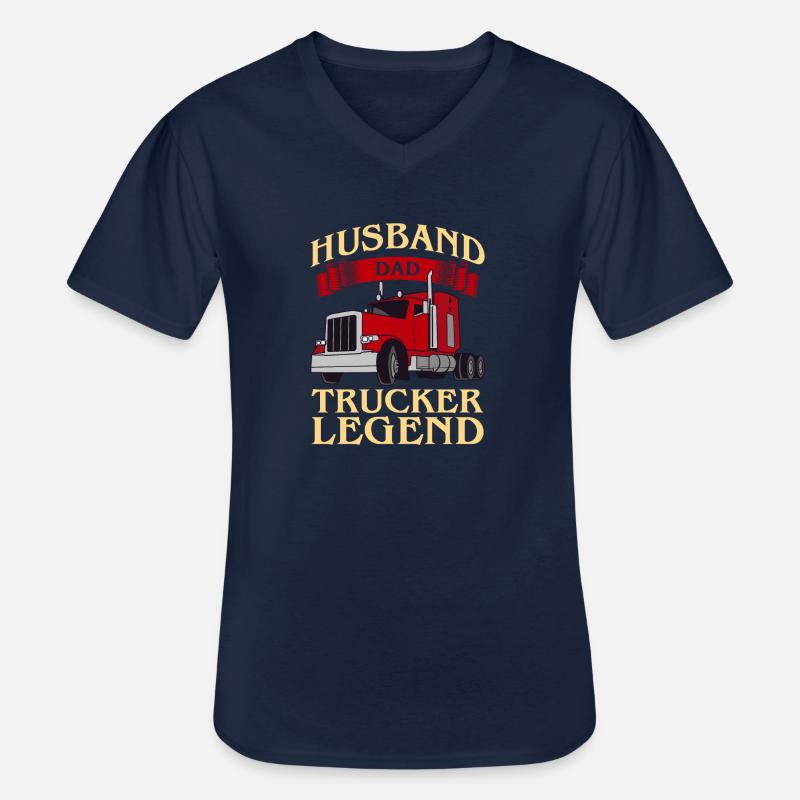 Ehemann Papa Trucker Legende - Männer-T-Shirt mit V-Ausschnitt - Navy