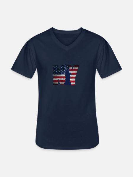 New York Manhattan Souvenir America NYC USA - Men's V-Neck T-Shirt - navy
