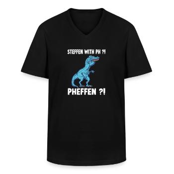 TRex Meme Dinosaur avec overbite Steffen avec ph S - T-shirt col V Homme - noir - Devant - AI Model Male 178 dark (178cm)