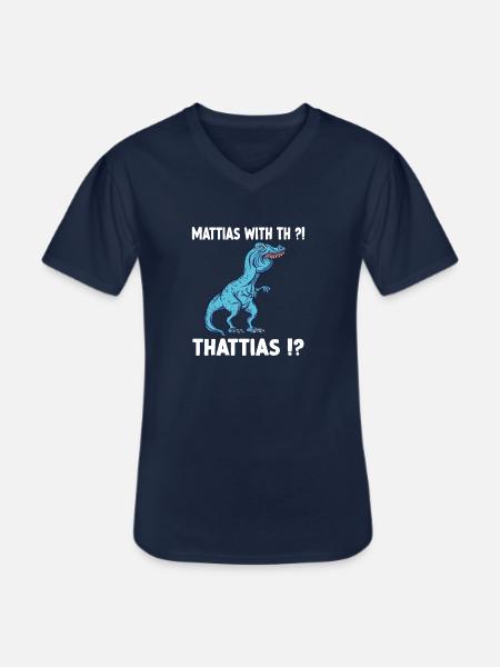 Matthias med Kenneth T-Rex Dinosaur Meme - T-shirt med V-ringning herr - marinblå