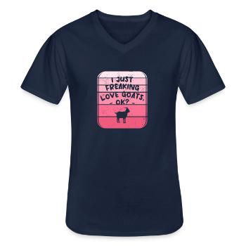 I Just Freaking Love Goats Ok Goat Lover - Men's V-Neck T-Shirt - navy - Front - AI Model Male 178 dark (178cm)