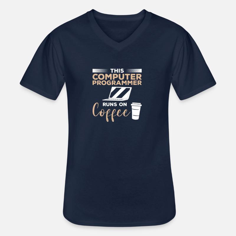 Dieser Computerprogrammierer läuft auf Kaffee - Männer-T-Shirt mit V-Ausschnitt - Navy