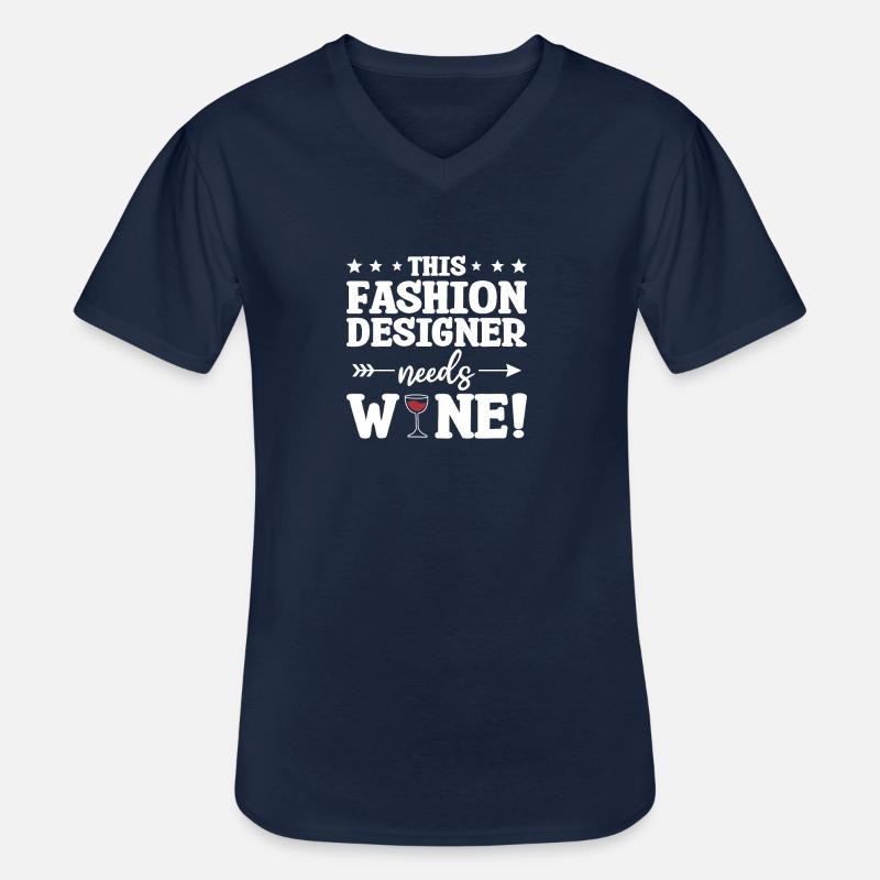 Dieser Modedesigner braucht Weindesign - Männer-T-Shirt mit V-Ausschnitt - Navy