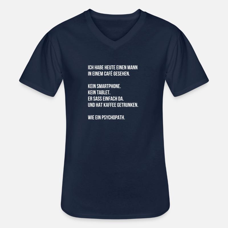 Cafe Spruch - Männer-T-Shirt mit V-Ausschnitt - Navy