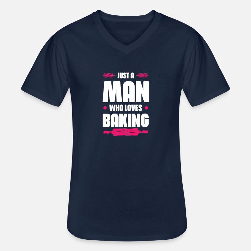 Man Loves Baking - Männer-T-Shirt mit V-Ausschnitt - Navy