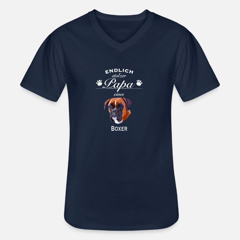Endlich stolzer Papa - Boxer - Männer-T-Shirt mit V-Ausschnitt - Navy