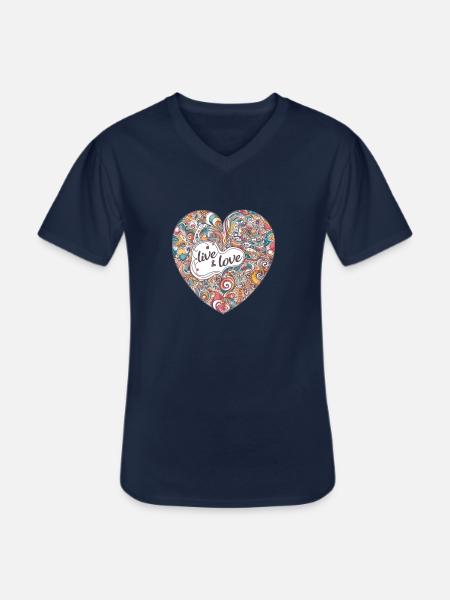 Buntes Herz - live & love - Men's V-Neck T-Shirt - navy
