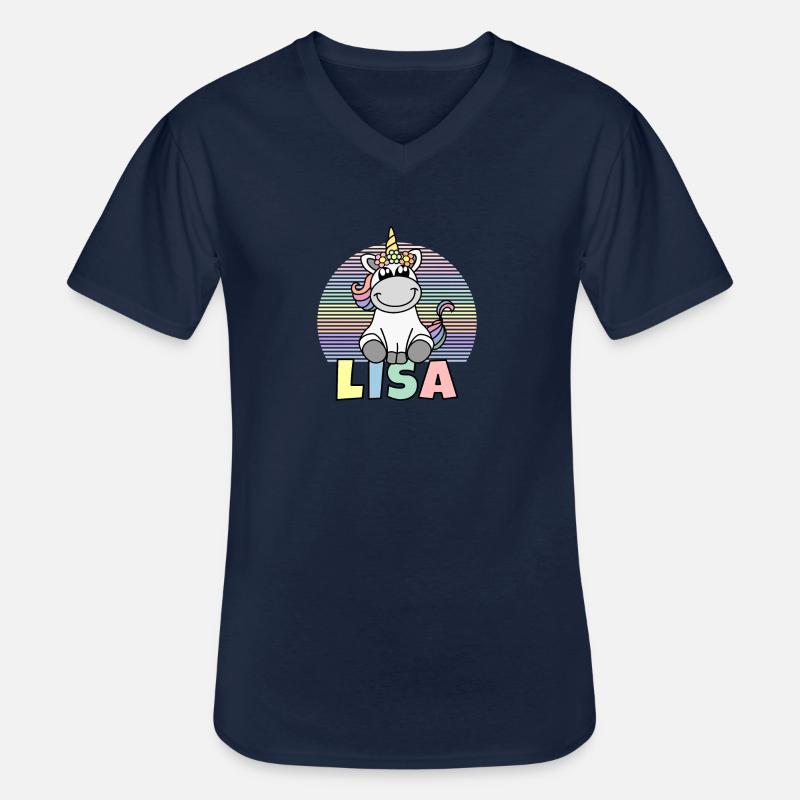 Lisa Einhorn Name - Männer-T-Shirt mit V-Ausschnitt - Navy