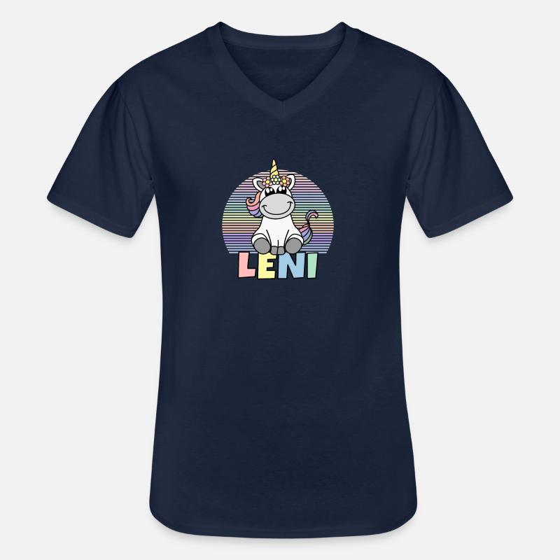 Leni Einhorn Name - Männer-T-Shirt mit V-Ausschnitt - Navy