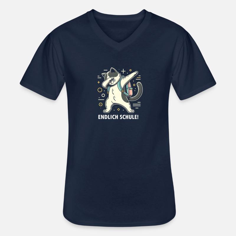 Schule Endlich Katze - Männer-T-Shirt mit V-Ausschnitt - Navy