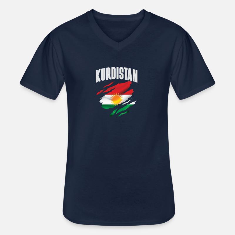 Kurdistan Flagge - Männer-T-Shirt mit V-Ausschnitt - Navy