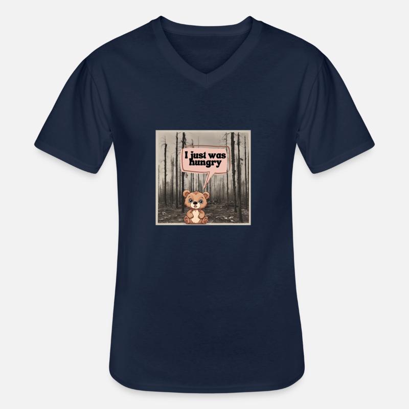 Kleiner Bär mit großem Hunger - Männer-T-Shirt mit V-Ausschnitt - Navy