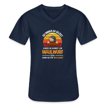 Maulwurfshügel Retro Maulwurf Motiv - Männer-T-Shirt mit V-Ausschnitt - Navy - Vorne - AI Model Male 178 dark (178cm)