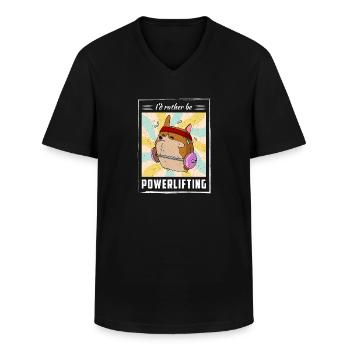 Hund Muskeln Training Powerlifting kreuzheben - Männer-T-Shirt mit V-Ausschnitt - Schwarz - Vorne - AI Model Male 178 dark (178cm)