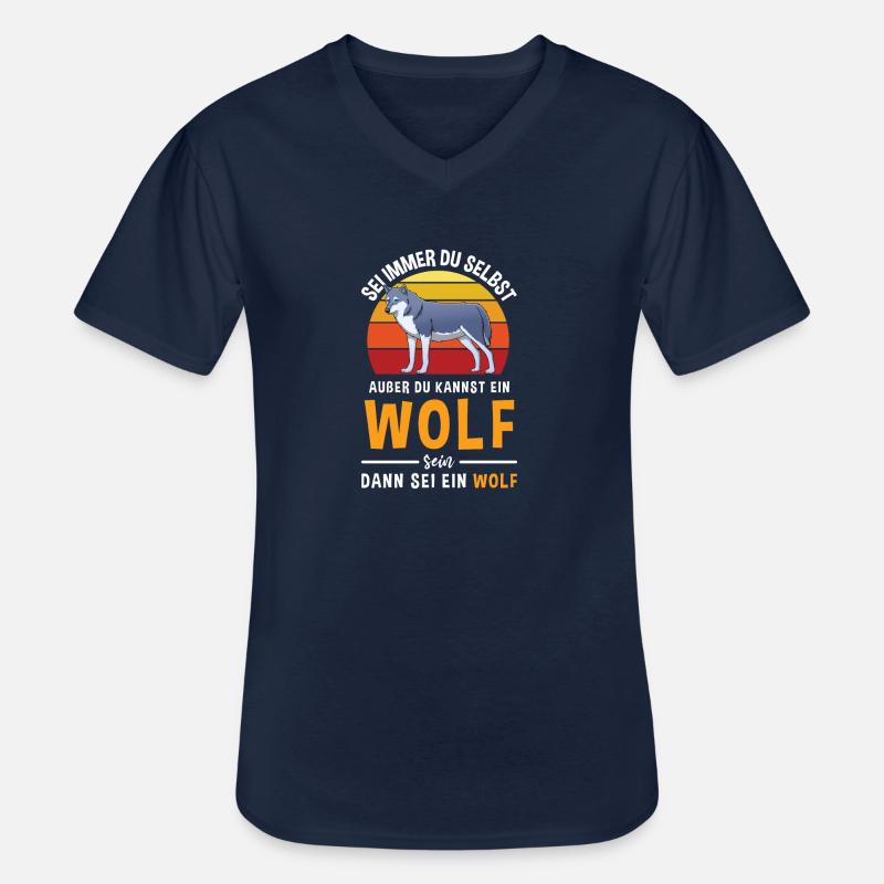Wolfskopf Raubtier Wolfsgeheule Alphawolf Wolf - Männer-T-Shirt mit V-Ausschnitt - Navy