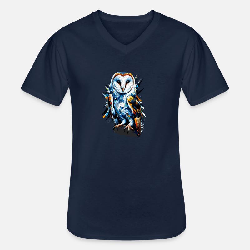 Polygon Art Schleiereule Eulen - Männer-T-Shirt mit V-Ausschnitt - Navy
