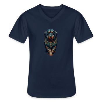 Mandala Art Briard Briards - Männer-T-Shirt mit V-Ausschnitt - Navy - Vorne - AI Model Male 178 dark (178cm)