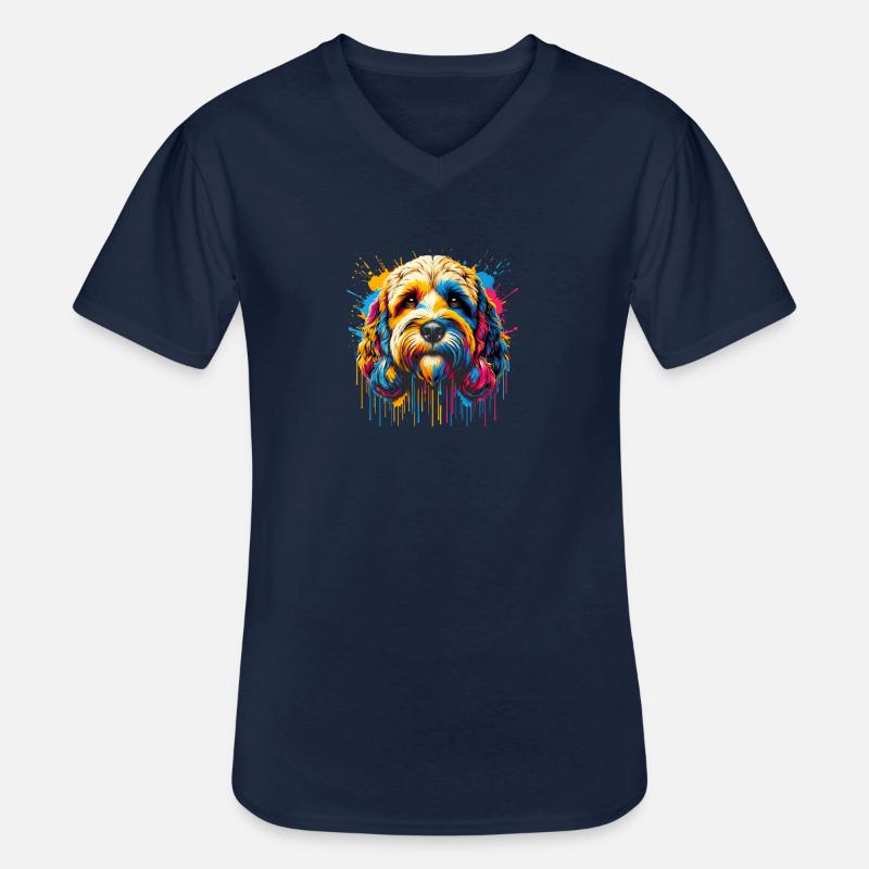 Splash Art Cockapoo Cockapoos Cockerpoo - Männer-T-Shirt mit V-Ausschnitt - Navy