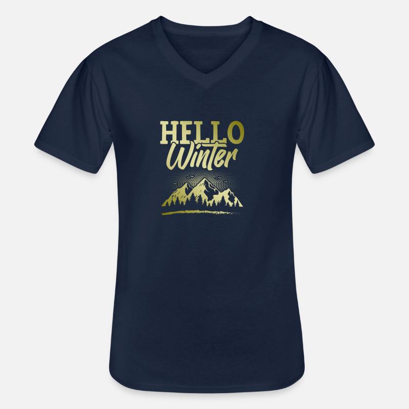 Hello Spruch Winter - Männer-T-Shirt mit V-Ausschnitt - Navy