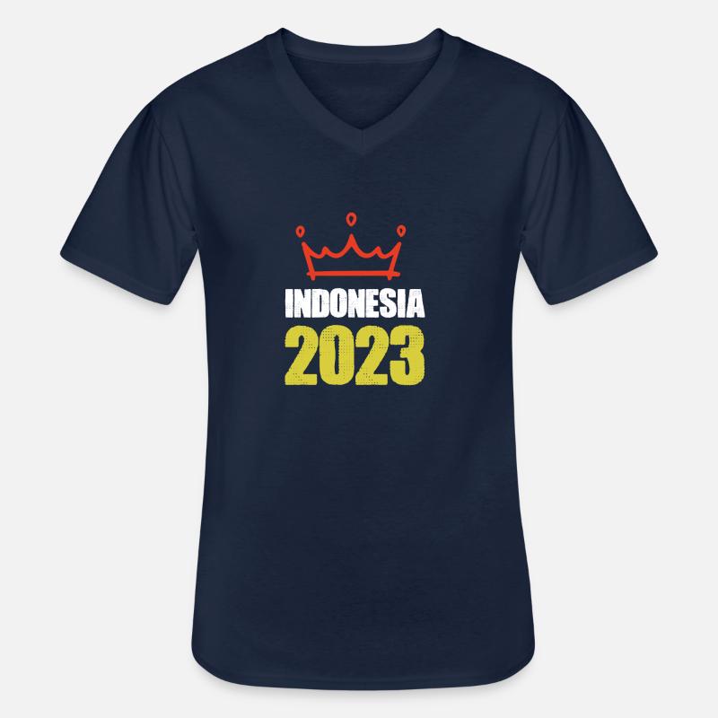 Indonesia 2023 - Männer-T-Shirt mit V-Ausschnitt - Navy