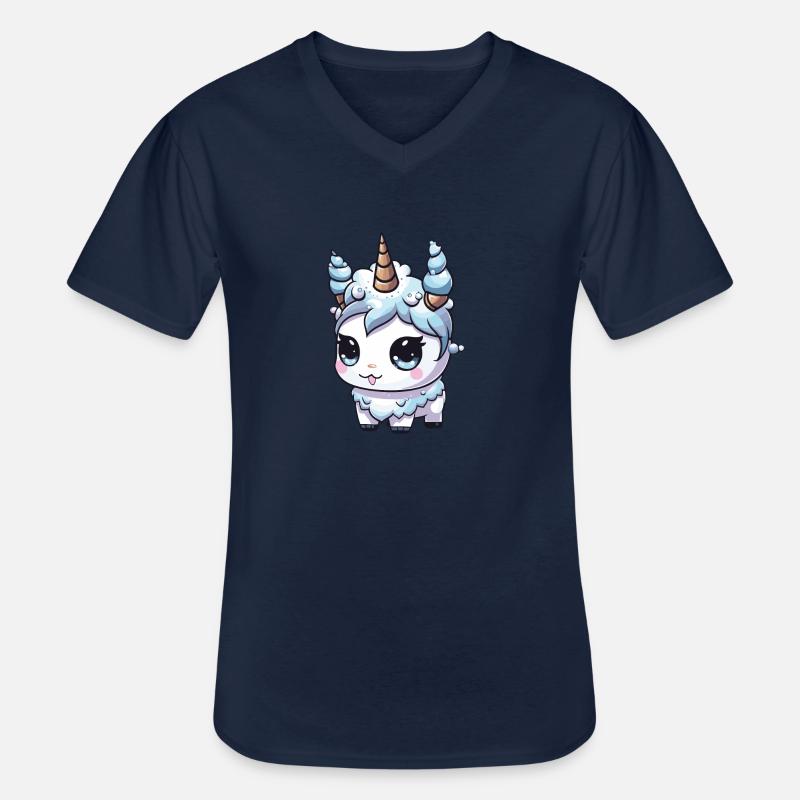 Einhorn Comic Niedlich - Männer-T-Shirt mit V-Ausschnitt - Navy