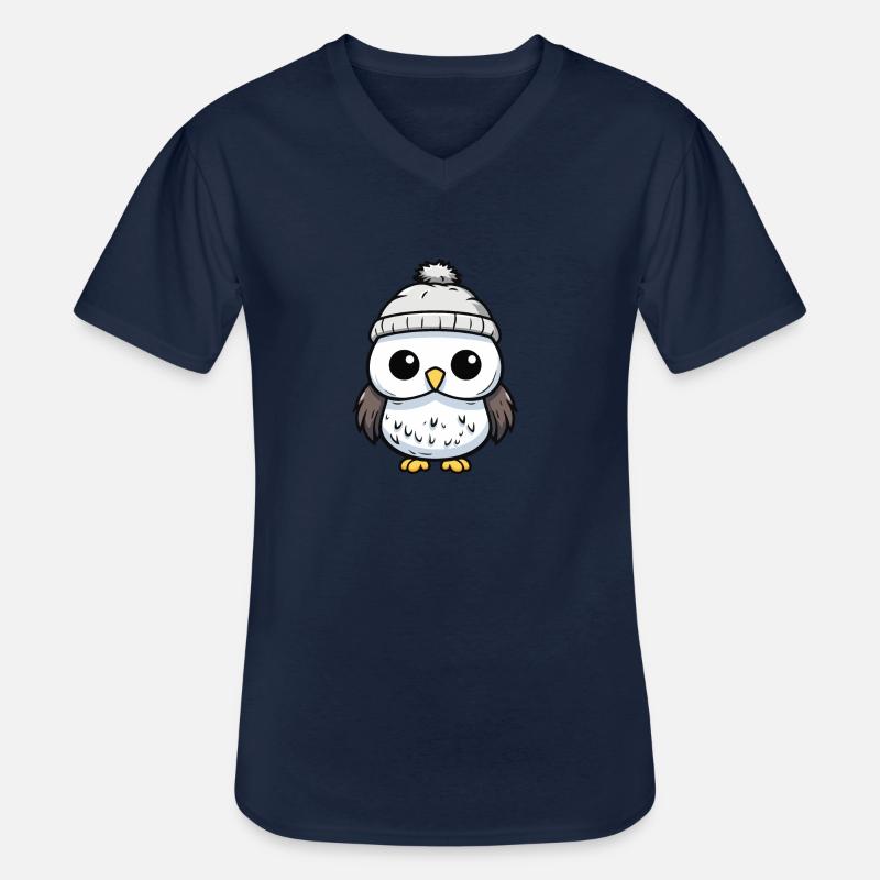 Eule Winter Comic Niedlich - Männer-T-Shirt mit V-Ausschnitt - Navy