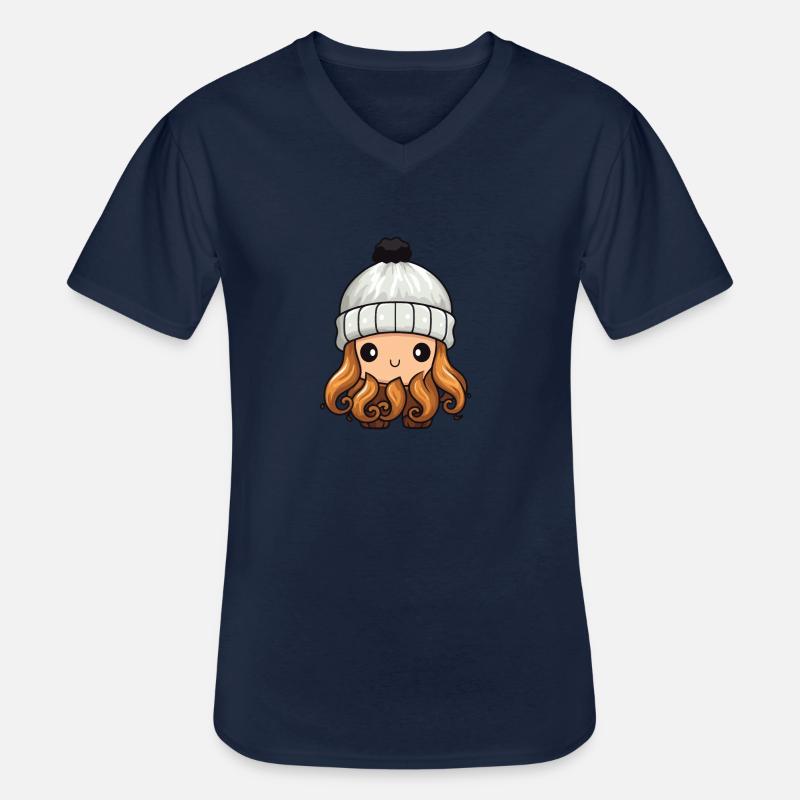 Oktopus Winter Krake Comic - Männer-T-Shirt mit V-Ausschnitt - Navy