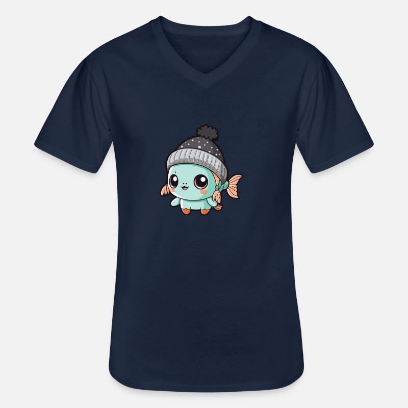Fisch Winter Comic - Männer-T-Shirt mit V-Ausschnitt - Navy
