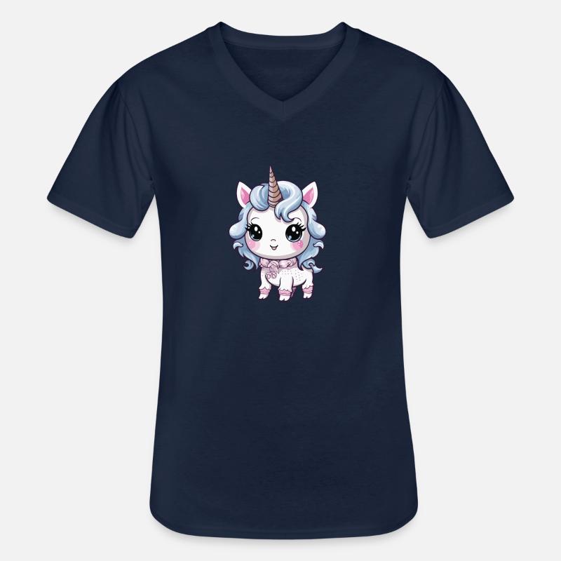 Einhorn Niedlich Baby Comic - Männer-T-Shirt mit V-Ausschnitt - Navy