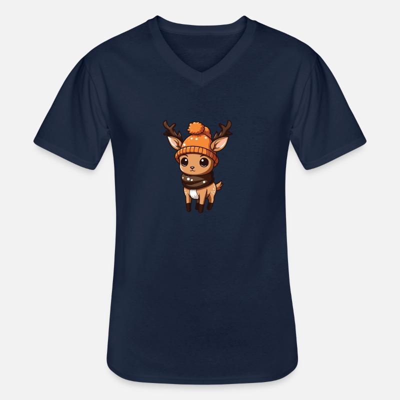 Reh Geweih Winter Comic - Männer-T-Shirt mit V-Ausschnitt - Navy