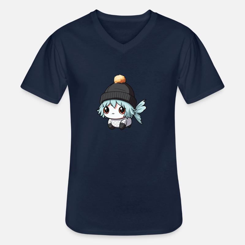 Fisch Winter Comic - Männer-T-Shirt mit V-Ausschnitt - Navy