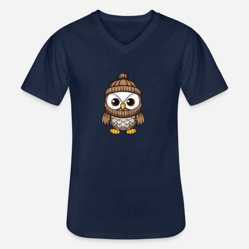 Eule Comic Winter Cozy - Männer-T-Shirt mit V-Ausschnitt - Navy