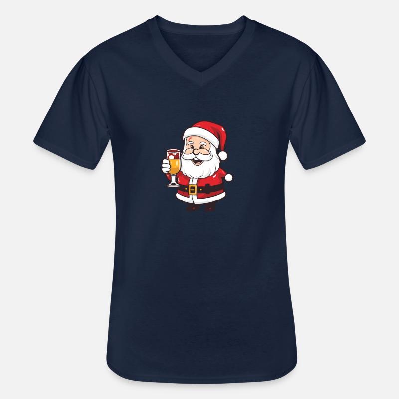 Weihnachtsmann Drinking Comic Weihnachten - Männer-T-Shirt mit V-Ausschnitt - Navy