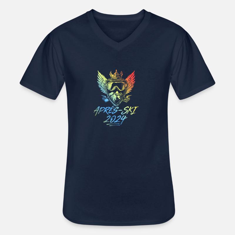 Apres Ski Bunt 2024 - Männer-T-Shirt mit V-Ausschnitt - Navy