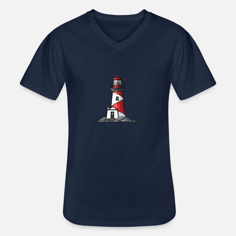 Leuchtturm Küste - Männer-T-Shirt mit V-Ausschnitt - Navy