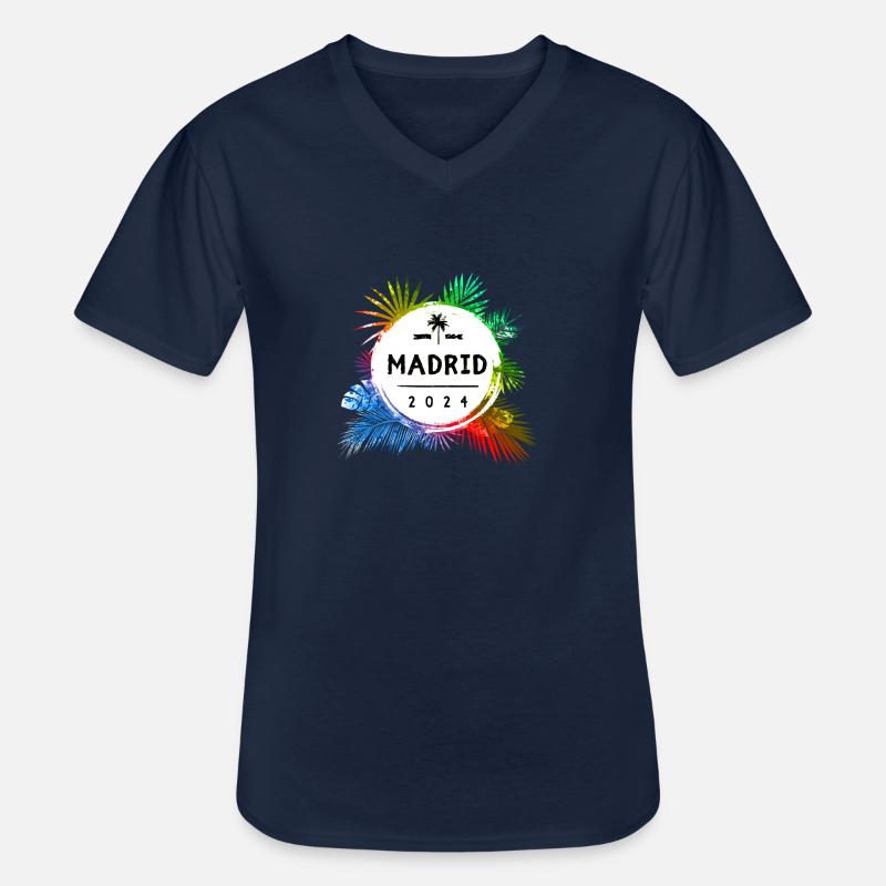 Madrid 2024 Bunt - Männer-T-Shirt mit V-Ausschnitt - Navy