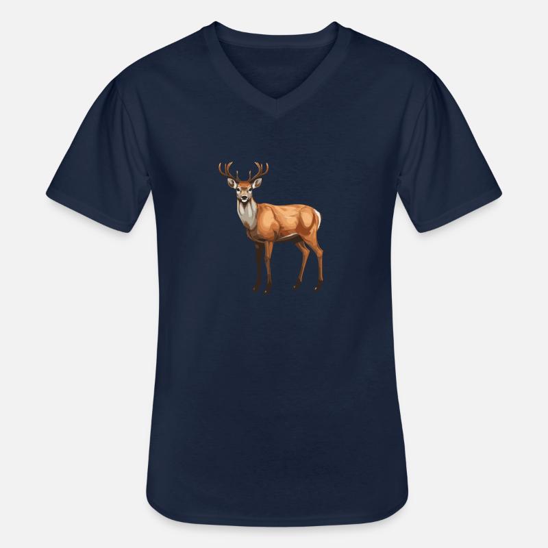 Hirsch Tier - Männer-T-Shirt mit V-Ausschnitt - Navy