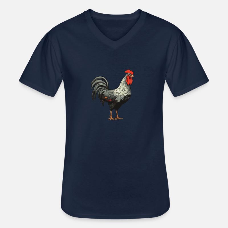 Hahn Tier - Männer-T-Shirt mit V-Ausschnitt - Navy