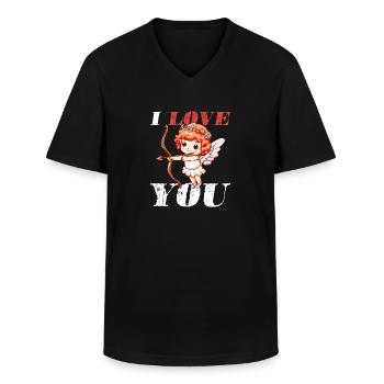 Je t’aime ange - T-shirt col V Homme - noir - Devant - AI Model Male 178 dark (178cm)