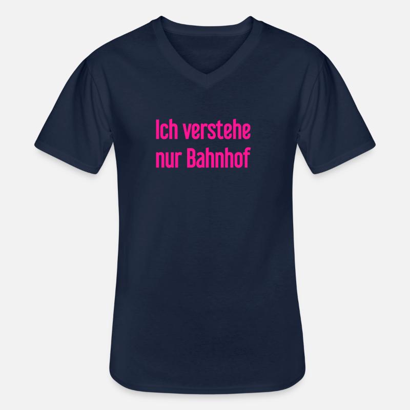 Ich verstehe nur Bahnhof - Männer-T-Shirt mit V-Ausschnitt - Navy
