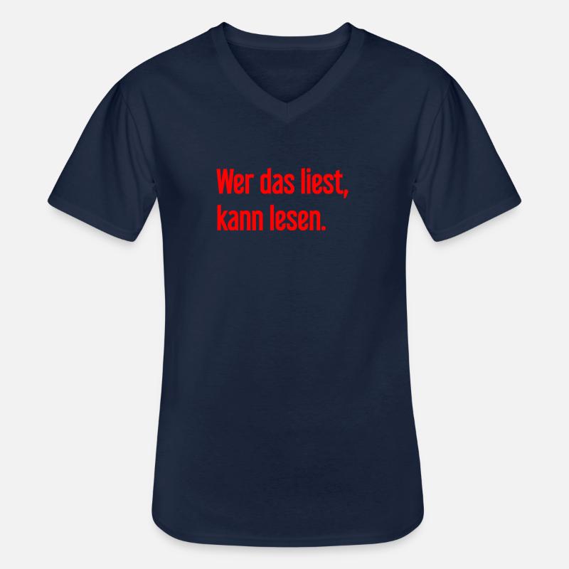 Wer das liest, kann lesen. - Männer-T-Shirt mit V-Ausschnitt - Navy