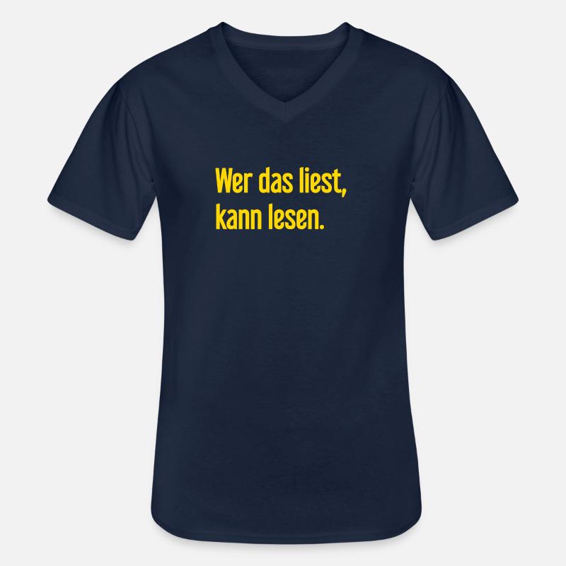 Wer das liest, kann lesen. - Männer-T-Shirt mit V-Ausschnitt - Navy