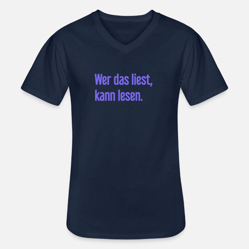 Wer das liest, kann lesen. - Männer-T-Shirt mit V-Ausschnitt - Navy