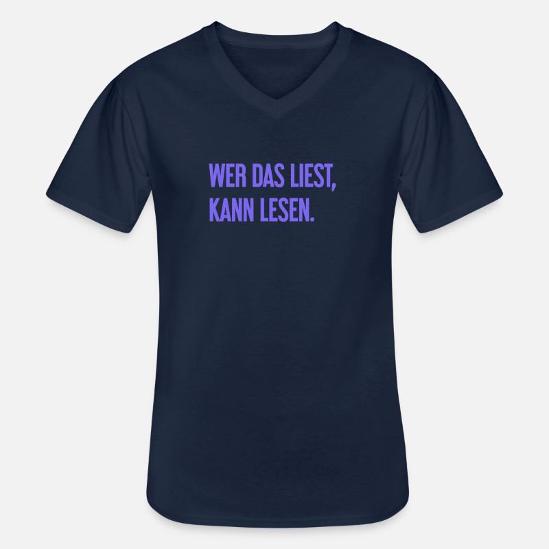 Wer das liest, kann lesen. - Männer-T-Shirt mit V-Ausschnitt - Navy