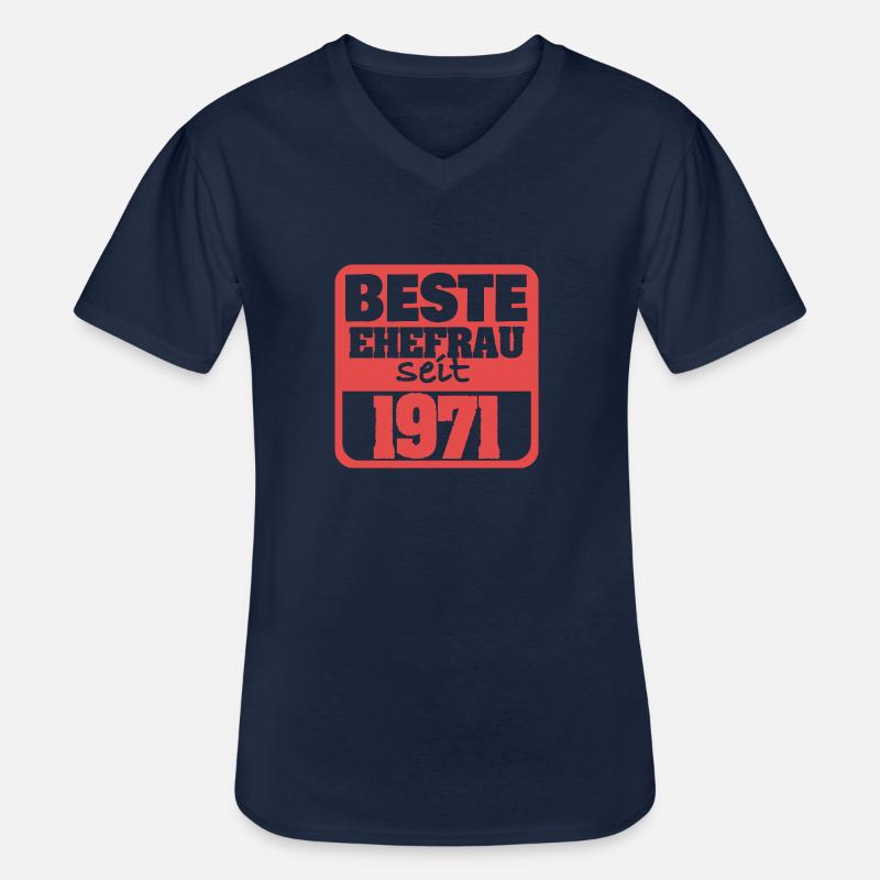 Ehefrau 1971 - Männer-T-Shirt mit V-Ausschnitt - Navy